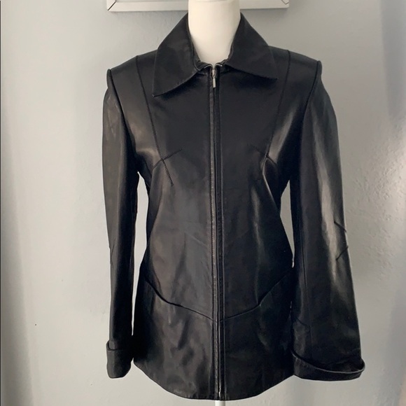 Pellino Genuine Italian Black Leather Jacket Sz M - Picture 3 of 11